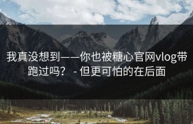 我真没想到——你也被糖心官网vlog带跑过吗？ - 但更可怕的在后面