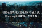 明星在傍晚时刻遭遇爆料引发众怒，糖心vlog全网炸锅，详情查看