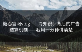 糖心官网vlog——冷知识：背后的广告结算机制——我用一分钟讲清楚