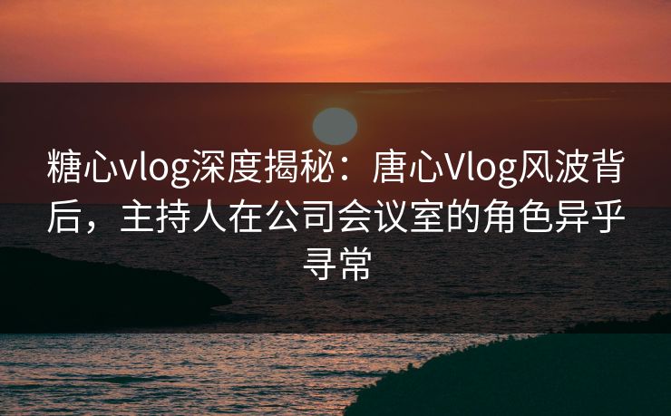 糖心vlog深度揭秘：唐心Vlog风波背后，主持人在公司会议室的角色异乎寻常