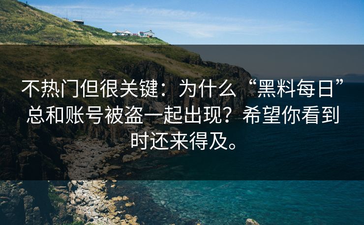不热门但很关键：为什么“黑料每日”总和账号被盗一起出现？希望你看到时还来得及。