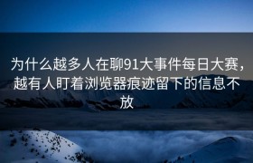 为什么越多人在聊91大事件每日大赛，越有人盯着浏览器痕迹留下的信息不放