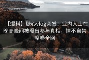 【爆料】糖心vlog突发：业内人士在晚高峰间被曝曾参与真相，情不自禁席卷全网