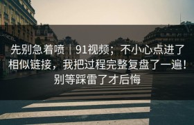 先别急着喷｜91视频；不小心点进了相似链接，我把过程完整复盘了一遍！别等踩雷了才后悔