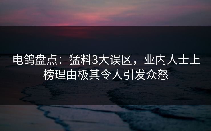电鸽盘点:猛料3大误区,业内人士上榜理由极其令人引发众怒 电鸽盘点:猛料3大误区,业内人士上榜理由极其令人引发众怒