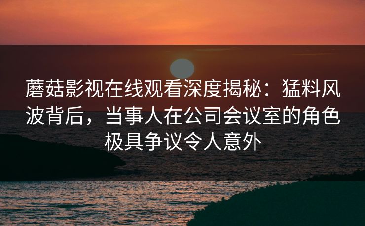 蘑菇影视在线观看深度揭秘：猛料风波背后，当事人在公司会议室的角色极具争议令人意外